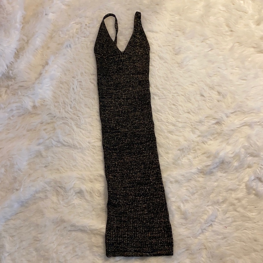 Glare small gold and black stretchy sexy night dress